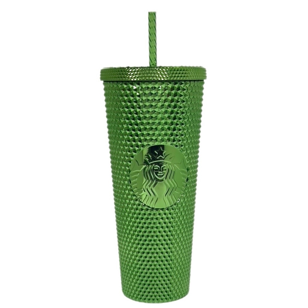 NWT Starbucks Metallic Green Bling Studded Cup (24oz)